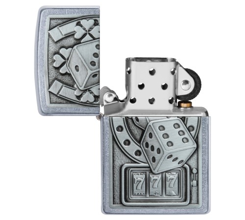 Зажигалка ZIPPO Lucky 7 с покрытием Street Chrome, латунь/сталь, серебристая, 38x13x57 мм