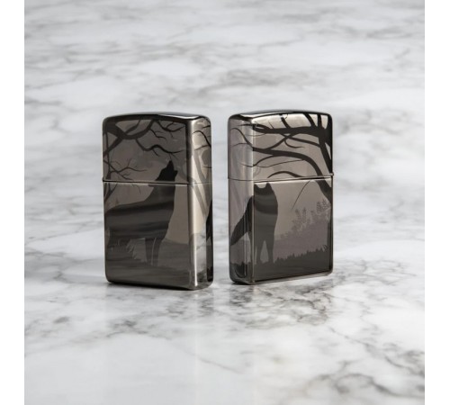Зажигалка ZIPPO Classic с покрытием Black Ice®, латунь/сталь, чёрная, глянцевая, 38x13x57 мм