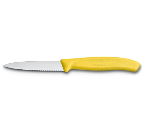 Нож для овощей VICTORINOX SwissClassic, лезвие 8 см с волнистой заточкой, жёлтый