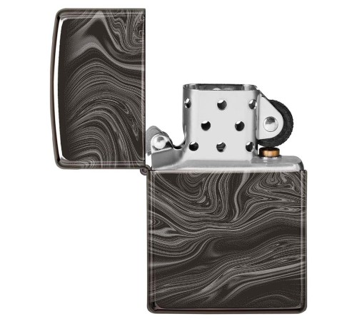 Зажигалка ZIPPO Marble Pattern с покрытием High Polish Black, латунь/сталь, чёрная, 38x13x57 мм