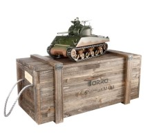 Р/У танк Torro Sherman M4A3, 1/16  2.4G, ИК-пушка, деревянная коробка