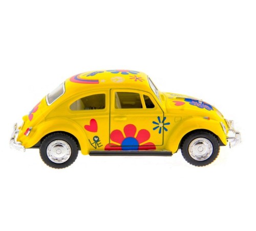 Машина Kinsmart 1967 Volkswagen Classical Beetle with printing инерция (1/12шт.) 1:32 б/к