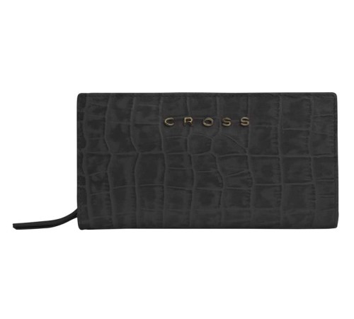 Клатч-кошелёк Cross Bebe Coco, кожа наппа фактурная, цвет чёрный/розовый, 18 х 10 х 3 см