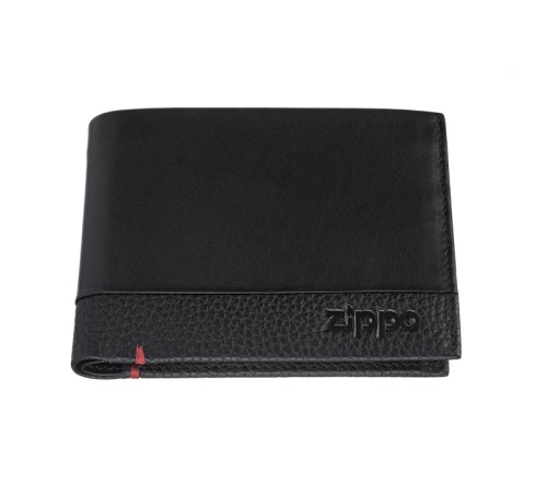 Портмоне ZIPPO с защитой от сканирования RFID, чёрное, натуральная кожа, 12×2×9 см