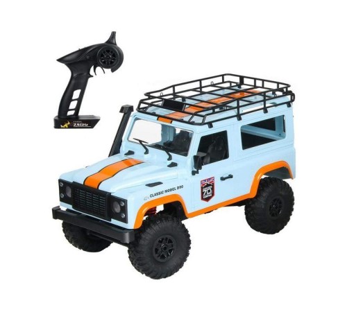 Радиоуправляемая машина MN MODEL английский внедорожник Defender  D90 (голубой) 4WD 2.4G 1/12 RTR