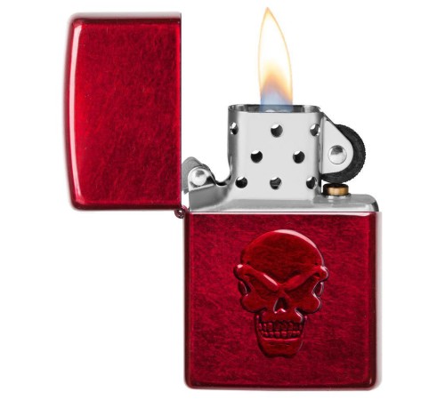 Зажигалка ZIPPO Doom с покрытием Candy Apple Red, латунь/сталь, красная, глянцевая, 38x13x57 мм