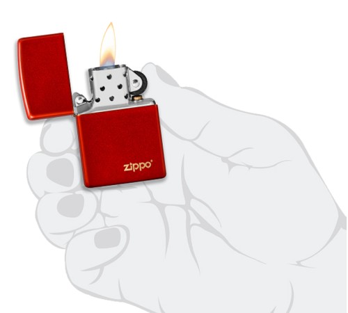 Зажигалка ZIPPO Classic с покрытием Metallic Red, латунь/сталь, красная, матовая, 38x13x57 мм