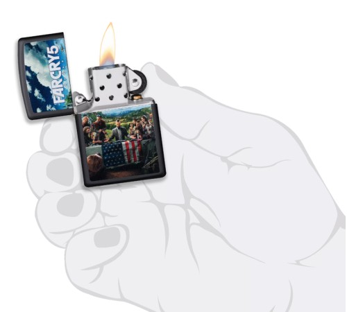 Зажигалка ZIPPO Far Cry® 5 с покрытием Black Matte, латунь/сталь, чёрная, матовая, 38x13x57 мм
