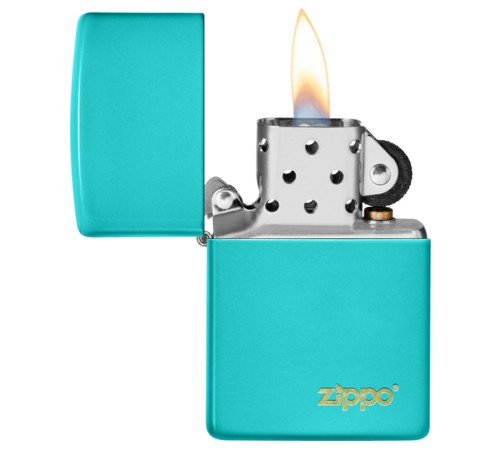 Зажигалка ZIPPO Classic с покрытием Flat Turquoise, латунь/сталь, бирюзовая, матовая, 38x13x57 мм