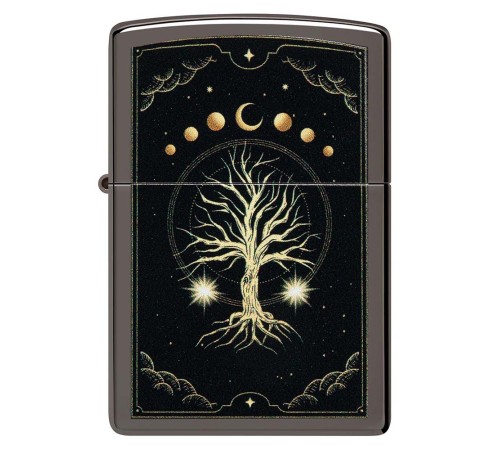 Зажигалка ZIPPO Mystic Nature Design с покрытием Black Ice®, латунь/сталь, черная, 38x13x57 мм