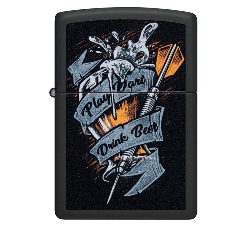 Зажигалка ZIPPO Darts с покрытием Black Matte, латунь/сталь, черная 38x13x57 мм