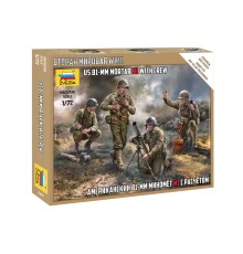 Сборные солдатики ZVEZDA Американский 81-мм миномёт м1 с расчётом, 1/72