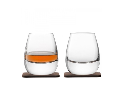 Набор из 2 стаканов Lsa International Islay Whisky с деревянными подставками 250 мл