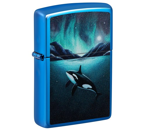 Зажигалка ZIPPO Whale с покрытием High Polish Blue, латунь/сталь, синяя, глянцевая, 38x13x57 мм
