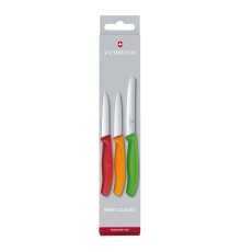 Набор из 3 ножей для овощей VICTORINOX: красный нож 8 см, оранжевый нож 8 см, зелёный нож 11 см
