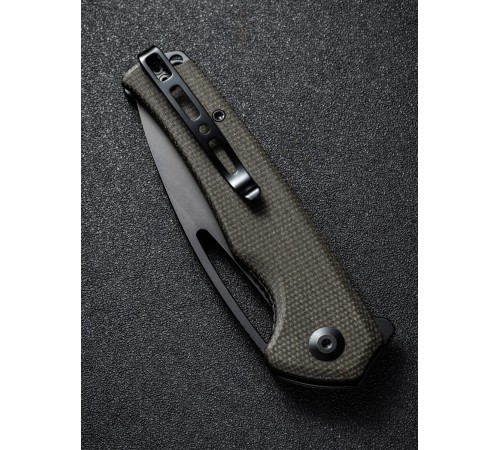 Складной нож SENCUT Mims 9Cr18MoV Steel Black Stonewashed Handle Dark Green Canvas Micarta