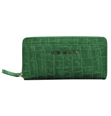 Кошелёк Cross Bebe Coco, кожа наппа фактурная, цвет зелёный/рыжий, 18,8 х 10,2 х 1,5 см