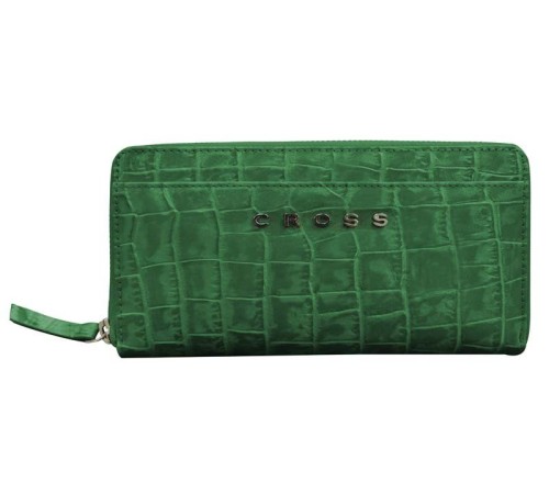 Кошелёк Cross Bebe Coco, кожа наппа фактурная, цвет зелёный/рыжий, 18,8 х 10,2 х 1,5 см