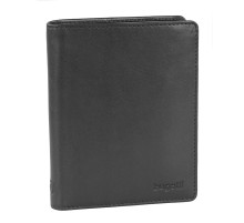 Портмоне BUGATTI Primo, чёрное, натуральная воловья кожа, 10х1,5х12,5 см