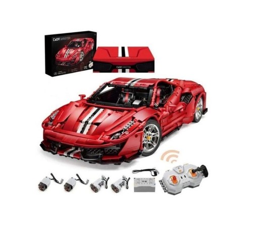 Радиоуправляемый конструктор CaDA MASTER споркар Italian Super Car, красный 1/8 (3187 деталей)