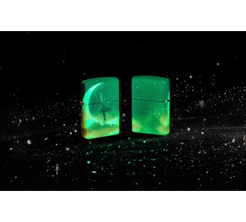 Зажигалка ZIPPO Mythological с покрытием Glow In The Dark Green, латунь/сталь, черная, 38x13x57 мм
