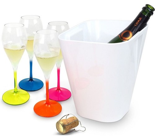 Ведро для охлаждения шампанского Pulltex Plastic Set c бокалами (4шт.)