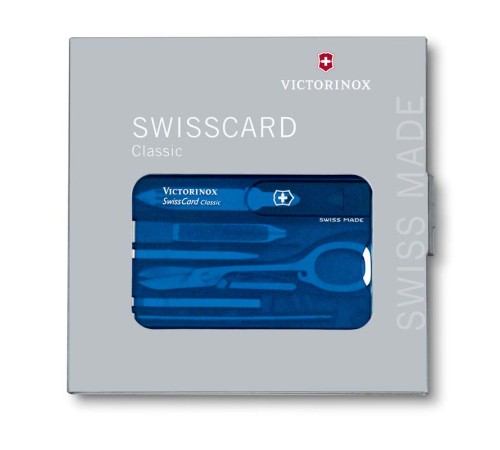 Швейцарская карточка VICTORINOX SwissCard Classic, 10 функций, полупрозрачная синяя