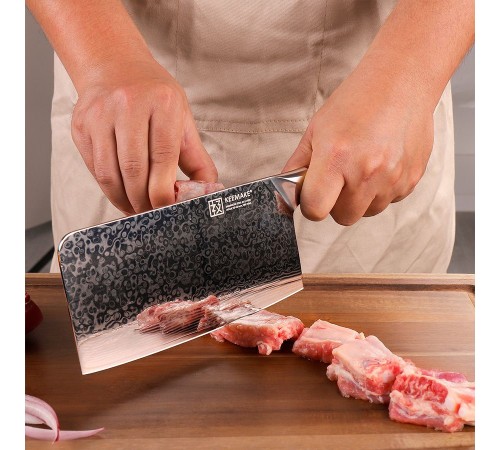 Нож чоппер из дамасской стали Keemake 7 Inch Chopper Knife 67 Phoenix, бежевый