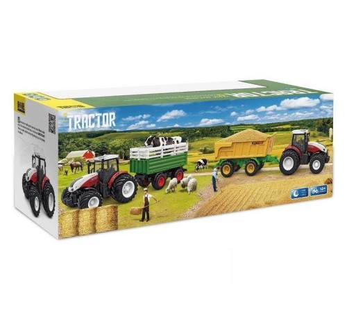 Р/У фермерский трактор Korody с прицепом самосвалом, широкие колеса 1/24 2.4G 6CH RTR
