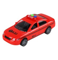 Машина AUTODRIVE Такси 15см инерц. на бат. со светом и звуком, красный,  в/к 19,5*8,5*10,5