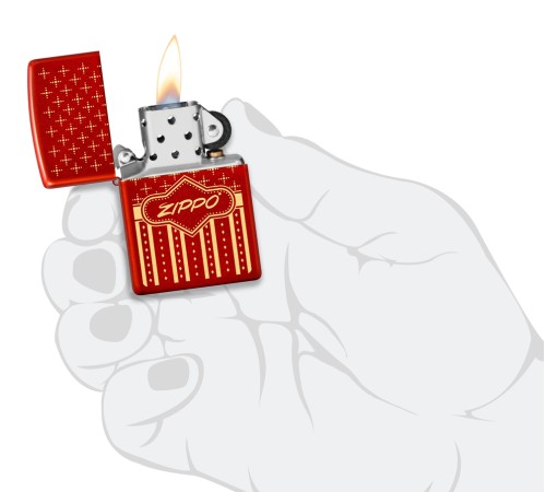 Зажигалка ZIPPO с покрытием Metallic Red, латунь/сталь, красная, 38x13x57 мм
