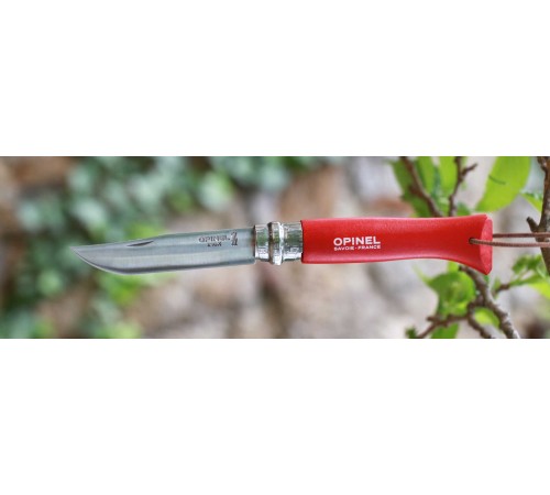 Нож Opinel №8 Trekking, нержавеющая сталь, красный, блистер, 001981