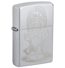 Зажигалка ZIPPO Vintage Dance с покрытием Satin Chrome, латунь/сталь, серебристая, 38x13x57 мм