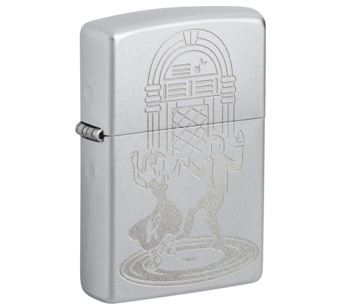 Зажигалка ZIPPO Vintage Dance с покрытием Satin Chrome, латунь/сталь, серебристая, 38x13x57 мм