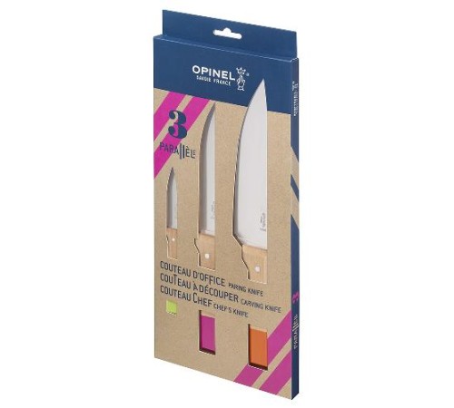 Набор ножей Opinel Parallele POP trio set №126, №118, №120, дерев. рукоять, нерж, сталь, кор. 002134