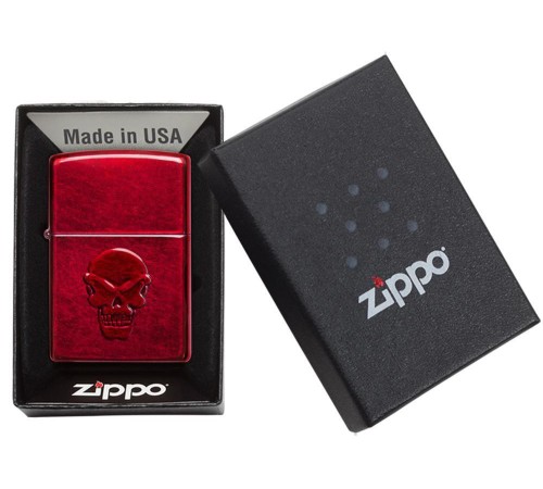 Зажигалка ZIPPO Doom с покрытием Candy Apple Red, латунь/сталь, красная, глянцевая, 38x13x57 мм