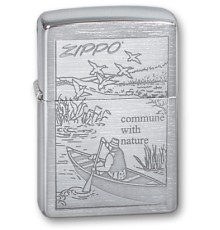 Зажигалка ZIPPO Row Boat, с покрытием Brushed Chrome, латунь/сталь, серебристая, 38x13x57 мм