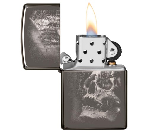 Зажигалка ZIPPO Skull Design с покрытием Black Ice®, латунь/сталь, черная, 38x13x57 мм