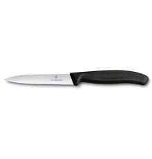 Нож для овощей VICTORINOX SwissClassic, лезвие 10 см с волнистой заточкой, чёрный
