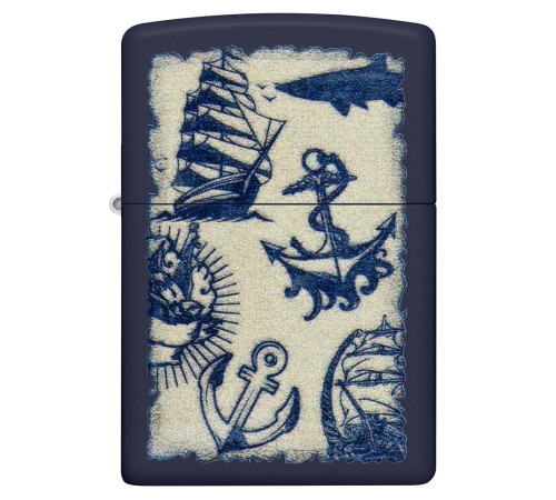 Зажигалка ZIPPO Nautical Design с покрытием Navy Matte, латунь/сталь, синяя, матовая, 38x13x57 мм