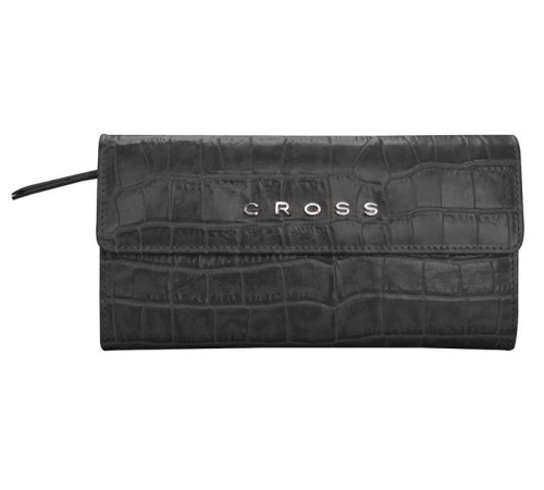 Кошелёк Cross Bebe Coco, кожа наппа фактурная, цвет чёрный/розовый, 19,5 х 10,5 х 3 см