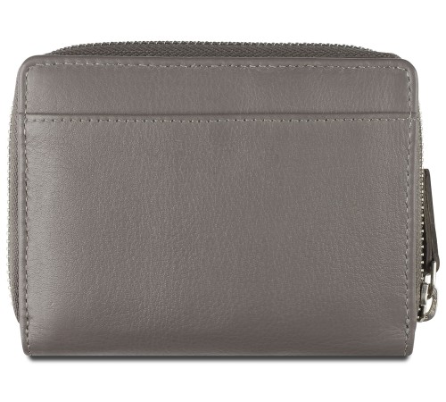 Кошелёк женский BUGATTI Lady Top, на молнии, серый, натуральная воловья кожа, 12х2,5х9 см