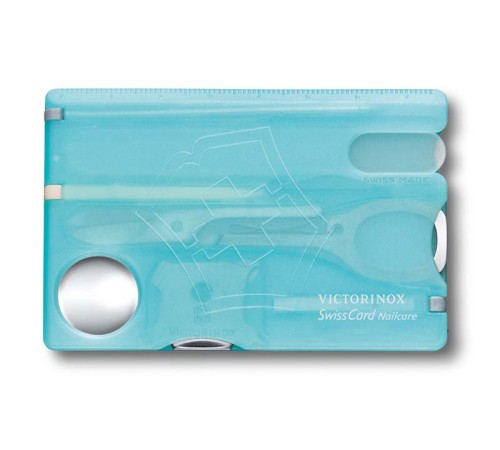 Швейцарская карточка VICTORINOX SwissCard Nailcare, 13 функций, полупрозрачная бирюзовая