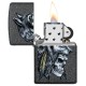 Зажигалка ZIPPO Wolf Skull с покрытием Iron Stone™, латунь/сталь, серая, матовая, 38x13x57 мм
