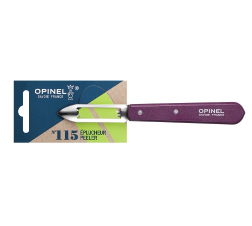 Нож для чистки овощей Opinel №115, деревянная рукоять, нержавеющая сталь, сливовый, блистер, 001929