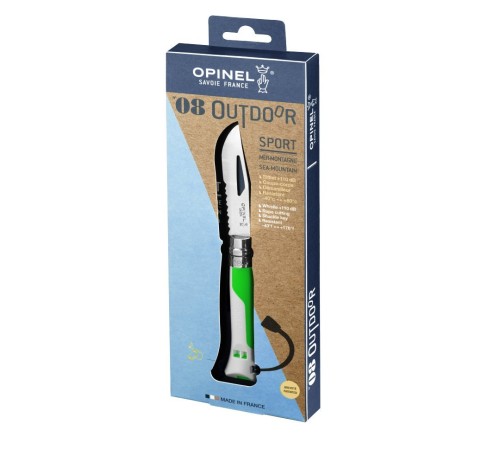 Нож Opinel №8 Fluo Green, зеленый, 002319