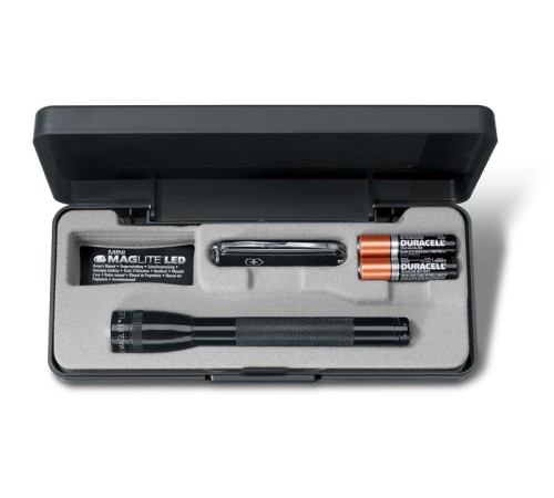 Набор VICTORINOX: нож-брелок 0.6223.3 и светодиодный фонарь Mini-Maglite 12,5 см, чёрный