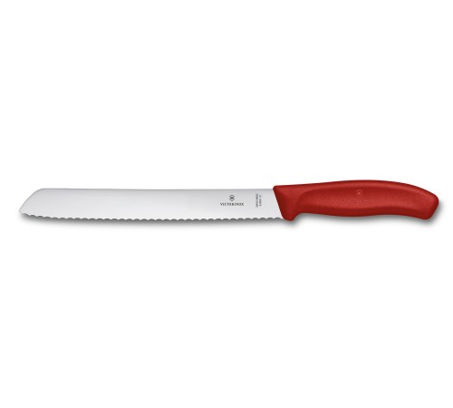 Нож для хлеба VICTORINOX SwissClassic, лезвие 21 см с волнистой заточкой, красный, в блистере
