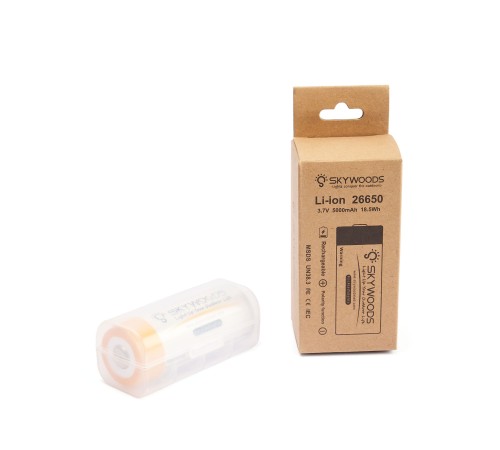 Аккумулятор SKYWOODS 26650, 5000mAh, 1000 циклов перезарядки