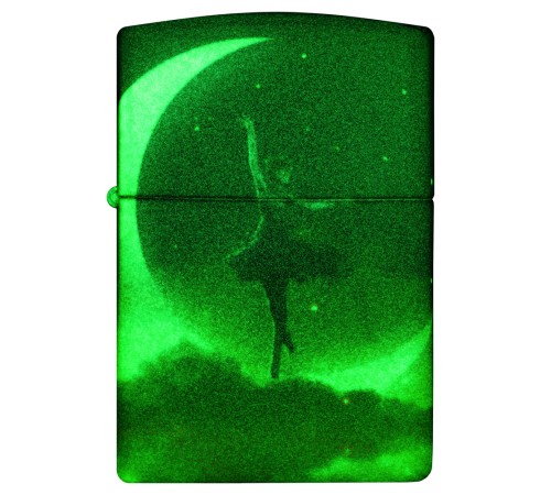 Зажигалка ZIPPO Mythological с покрытием Glow In The Dark Green, латунь/сталь, черная, 38x13x57 мм